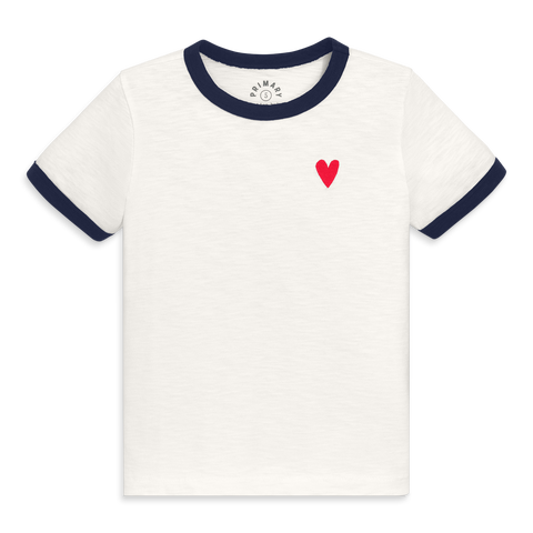 Kids Embroidered Heart Ringer Tee (Toddler, Little Kid, Big Kid)