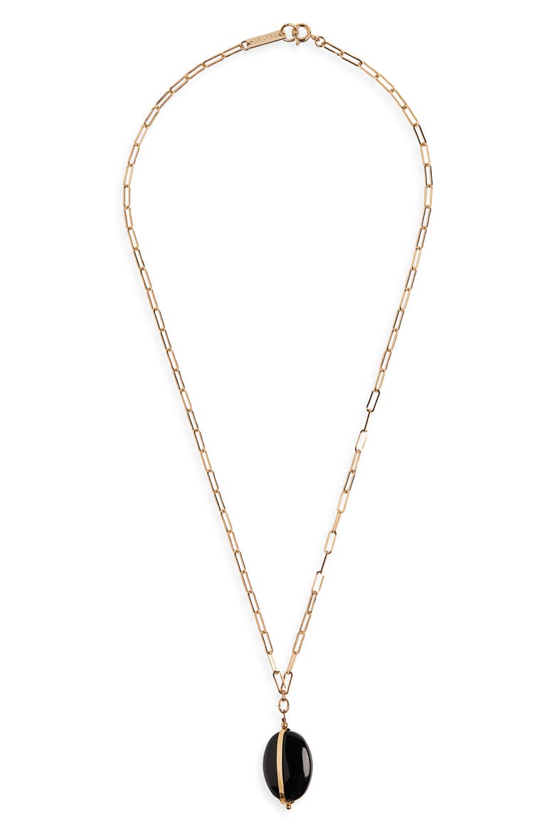 Stone Pendant Necklace, Main, color, BLACK