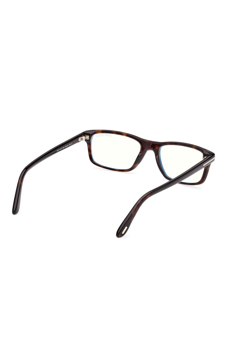 53mm Rectangular Blue Light Blocking Glasses, Alternate, color, CLASSIC DARK HAVANA / T LOGO