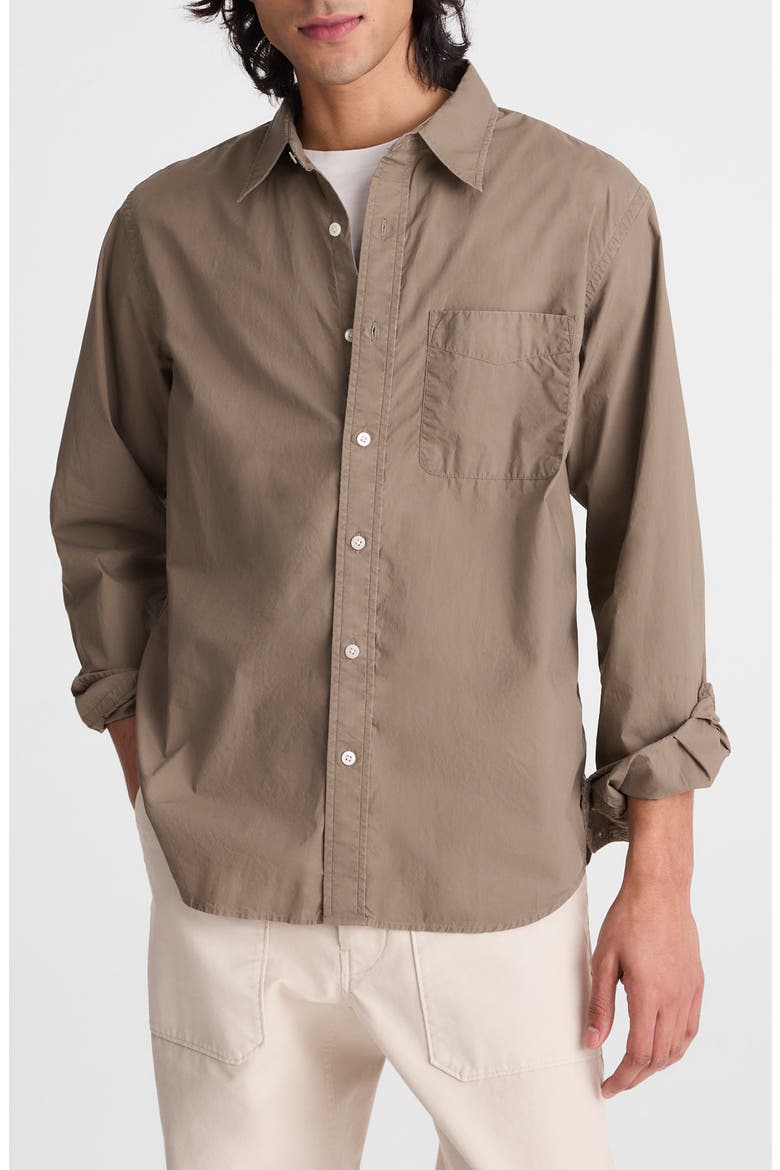 Stripe Poplin Button-Up Shirt, Main, color, DARK DRIFTWOOD