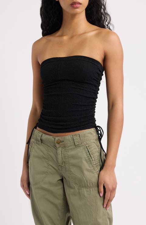 Ruched Tapestry Bandeau Top