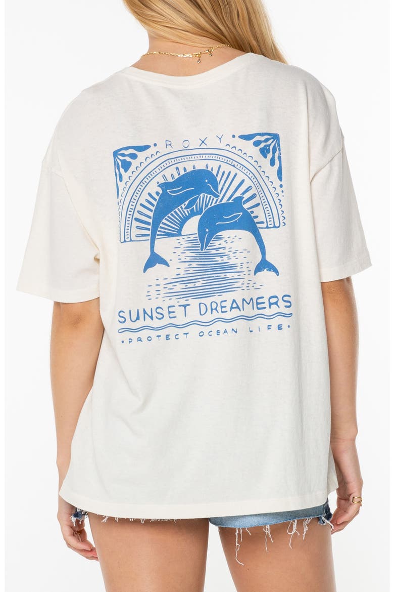 Sunset Dreams Oversize Cotton Graphic T-Shirt, Alternate, color, EGRET SUNSET DREAMS