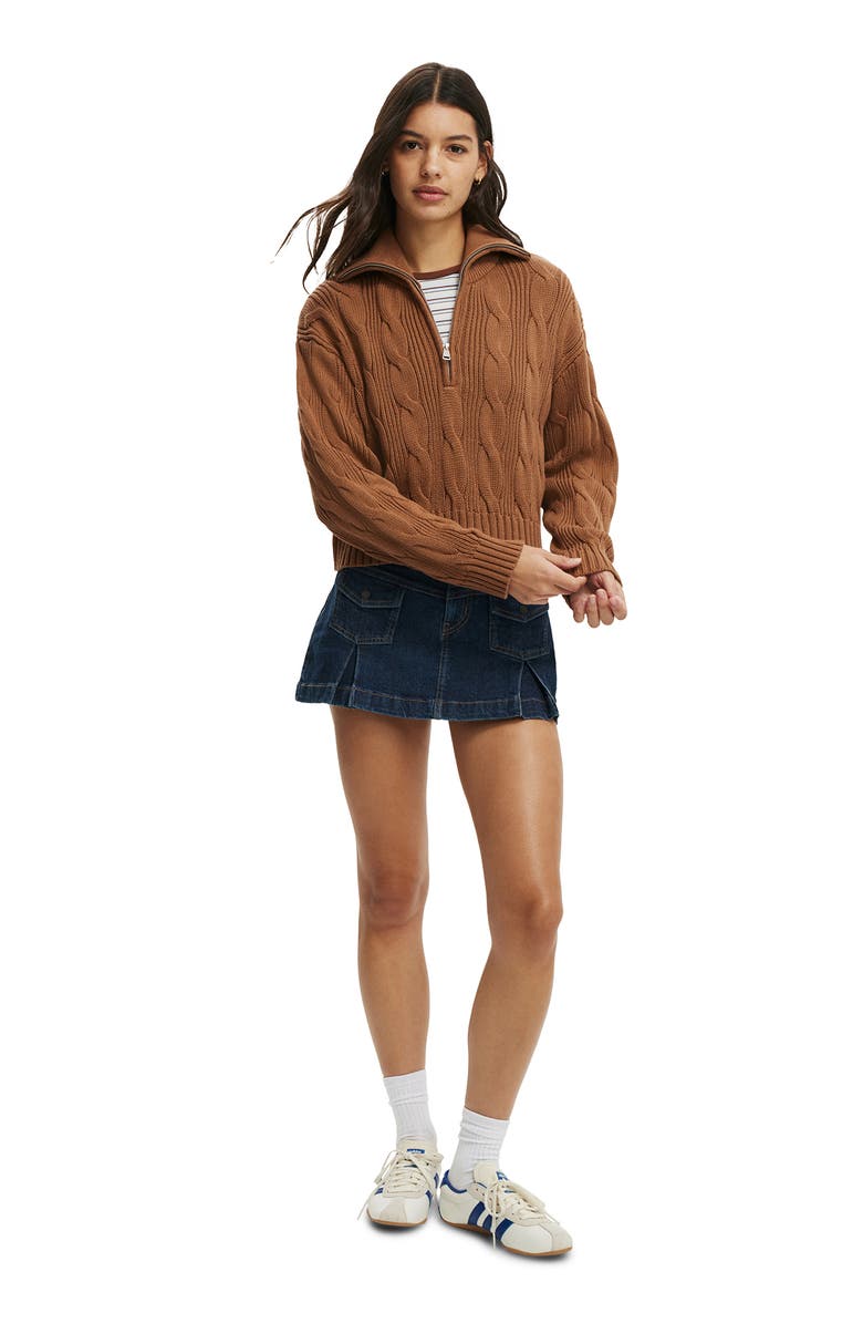 Cotton On Women's Cotton Cable Half Zip Pullover, Alternate, color, 