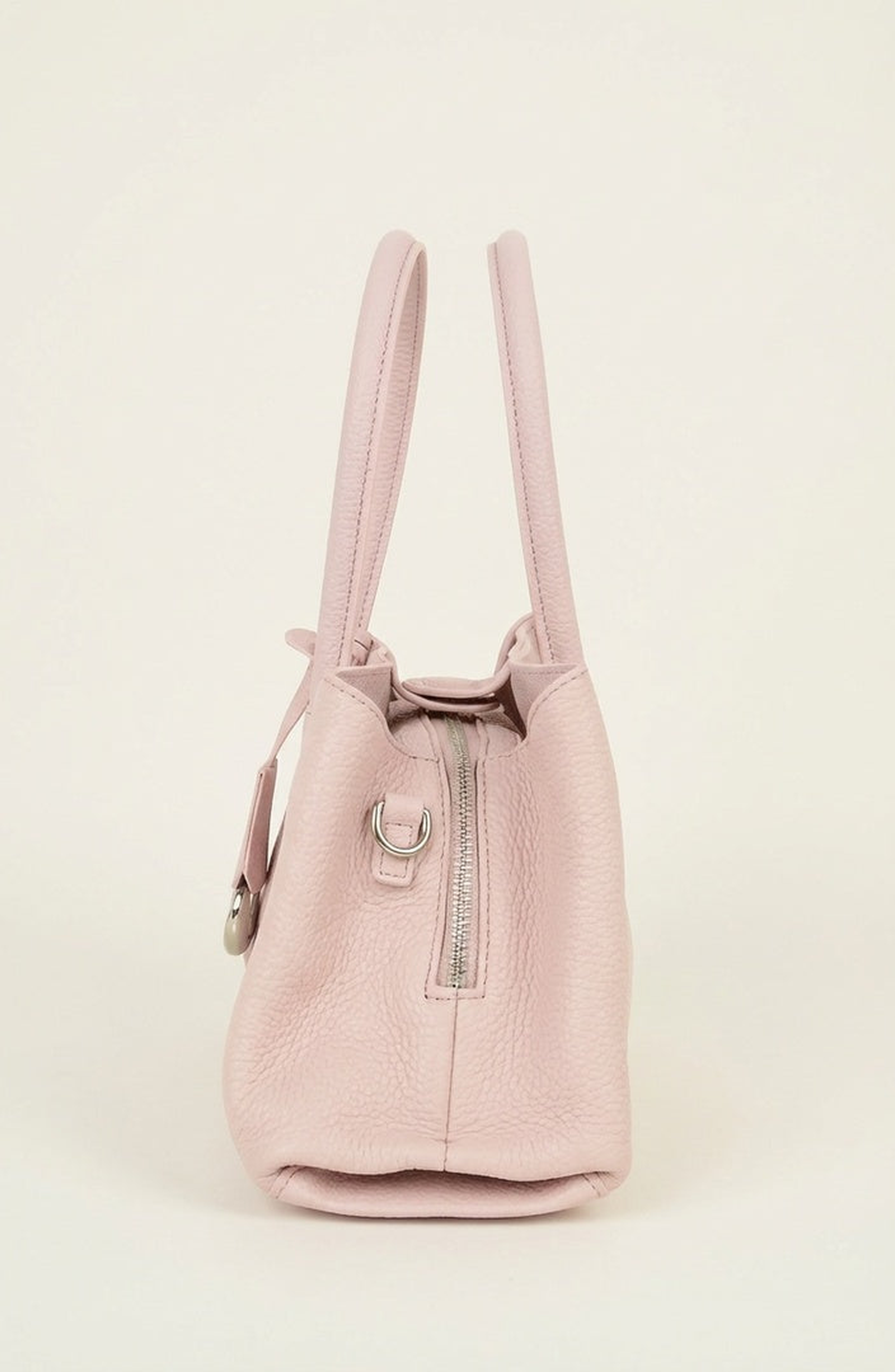 Modenaire Top Handle Leather Bag with Ring Accent, Alternate, color, Pink