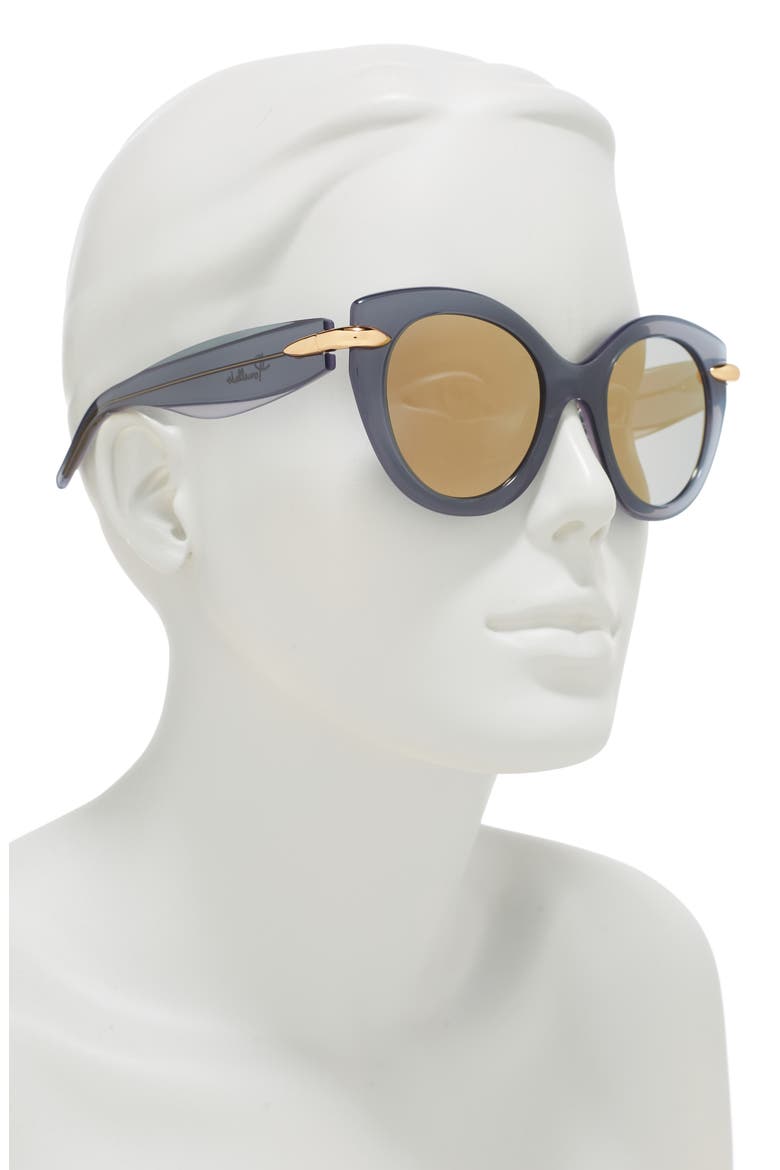 50mm Cat Eye Sunglasses, Alternate, color, GREEN GREEN BRONZE