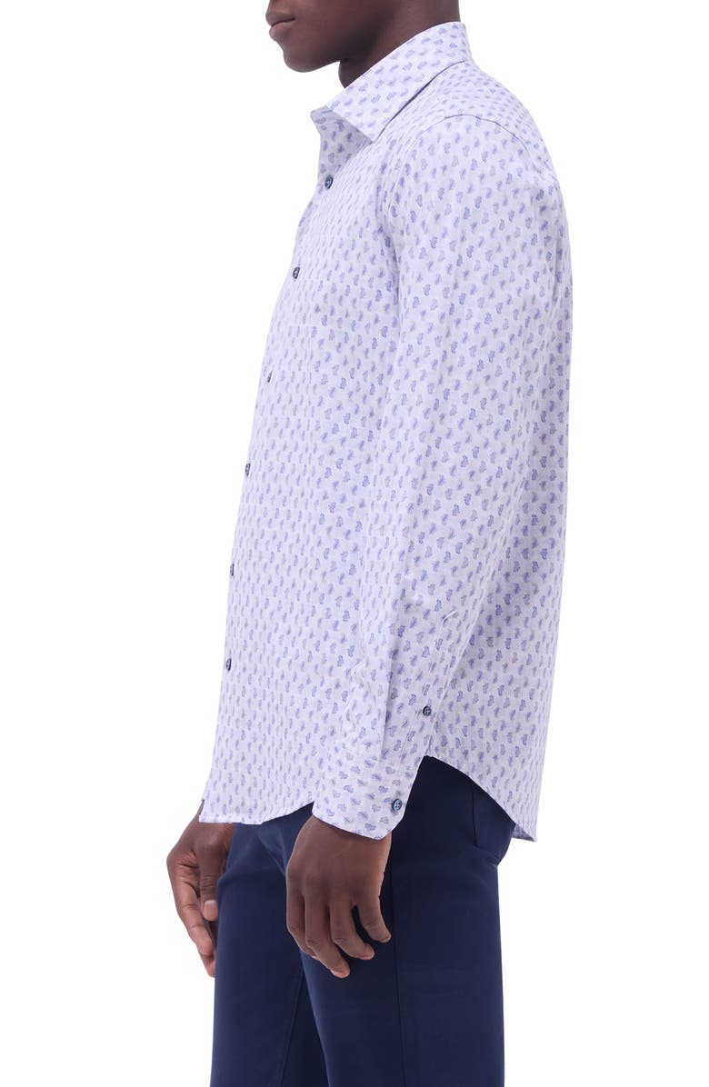Bugatchi Jimmy OoohCotton<sup>®</sup> Paisley Button-Up Shirt, Alternate, color, Dusty Pink