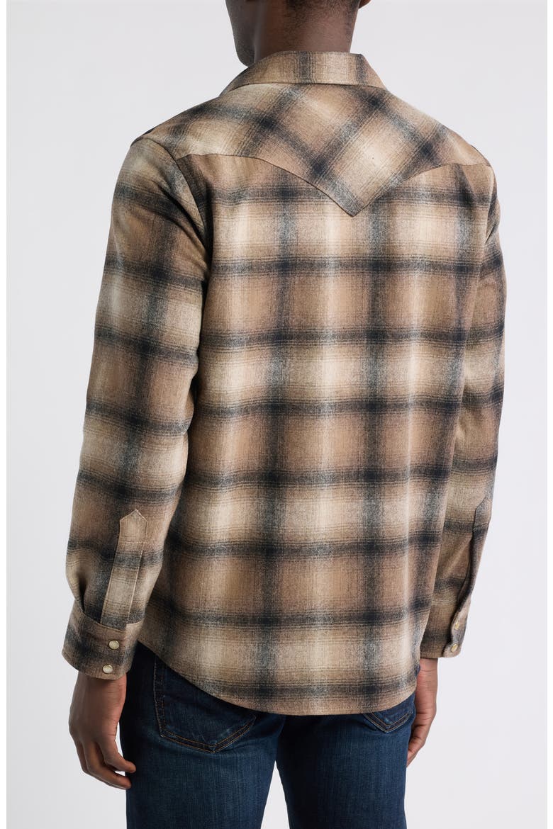 Canyon Plaid Wool Snap-Up Shirt, Alternate, color, TAN/ TAUPE OMBRE