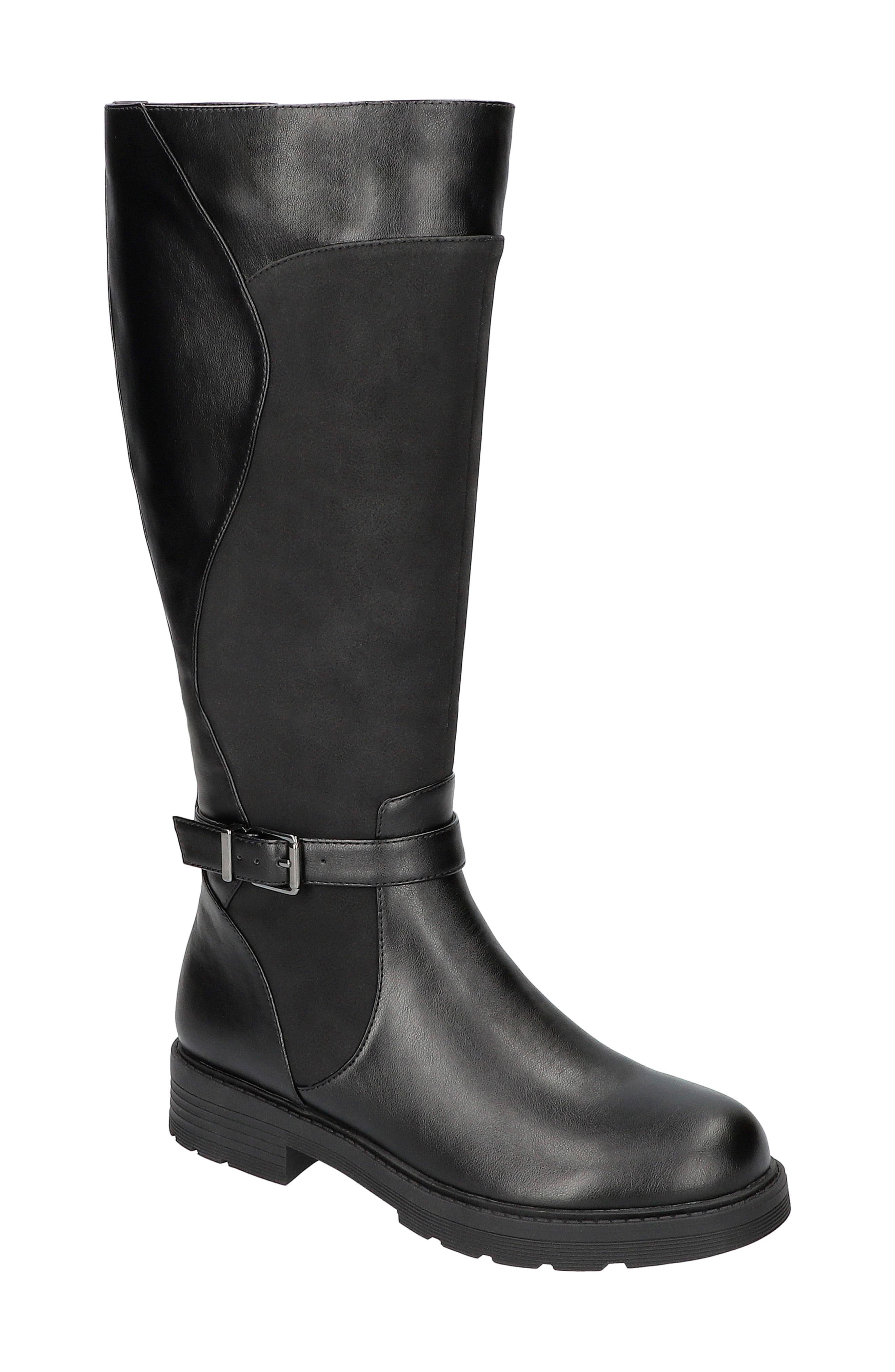 EASY STREET Erica Mixed Media Equestrian Boot, Main, color, Black