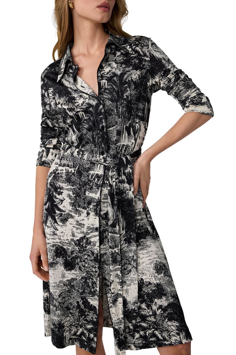 Diane Toile Print Long Sleeve Jersey Shirtdress, Alternate, color, PAYSAGE BLACK