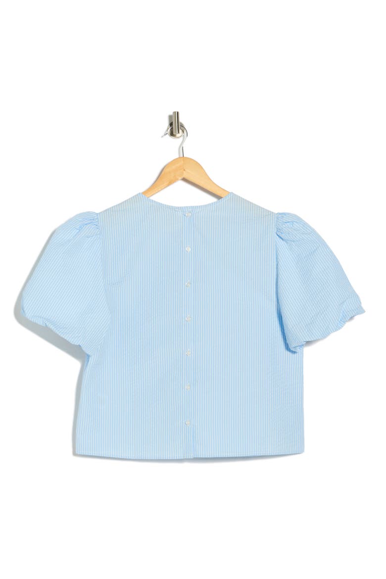 Seersucker Puff Sleeve Top, Alternate, color, LIGHT BLUE/ WHITE STRIPE