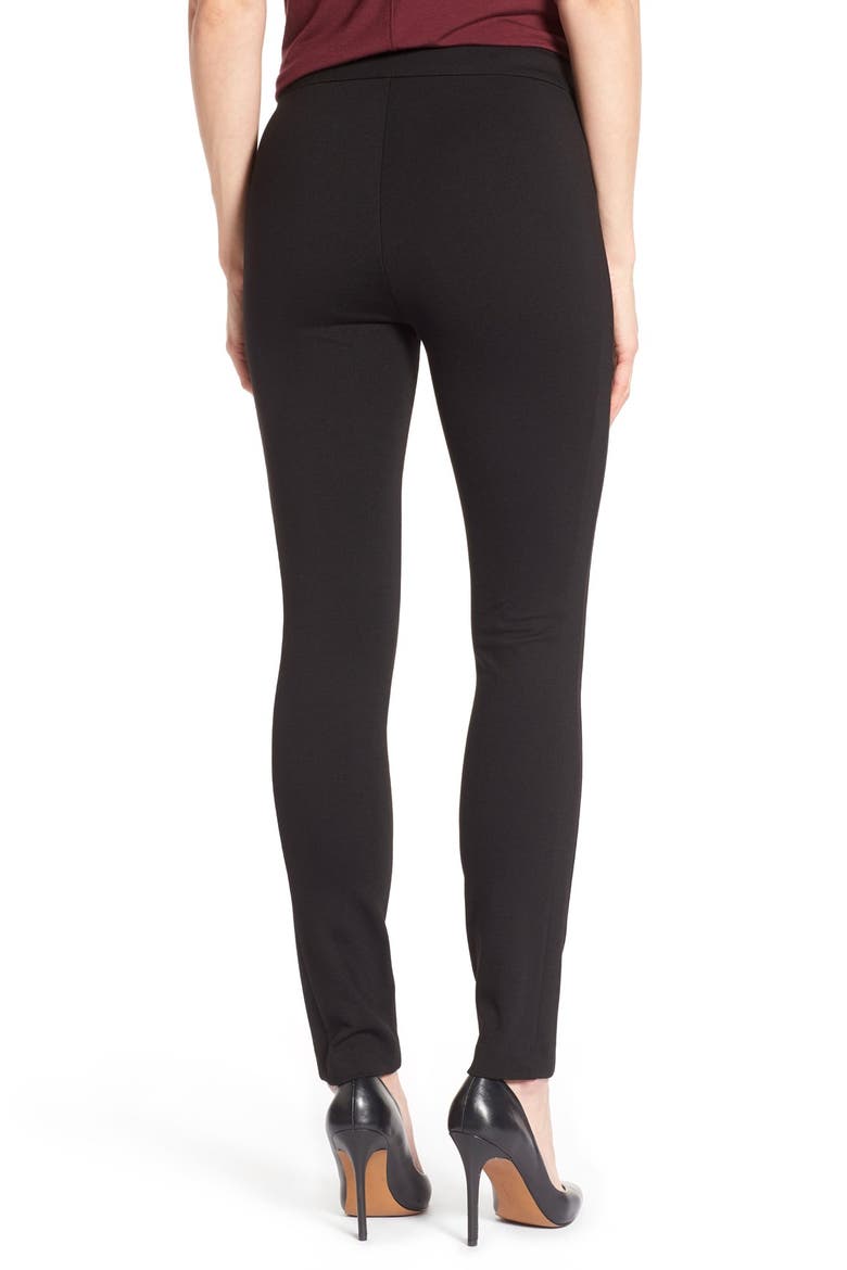 'Tower' Side Zip Ponte Skinny Pants, Alternate, color, BLACK