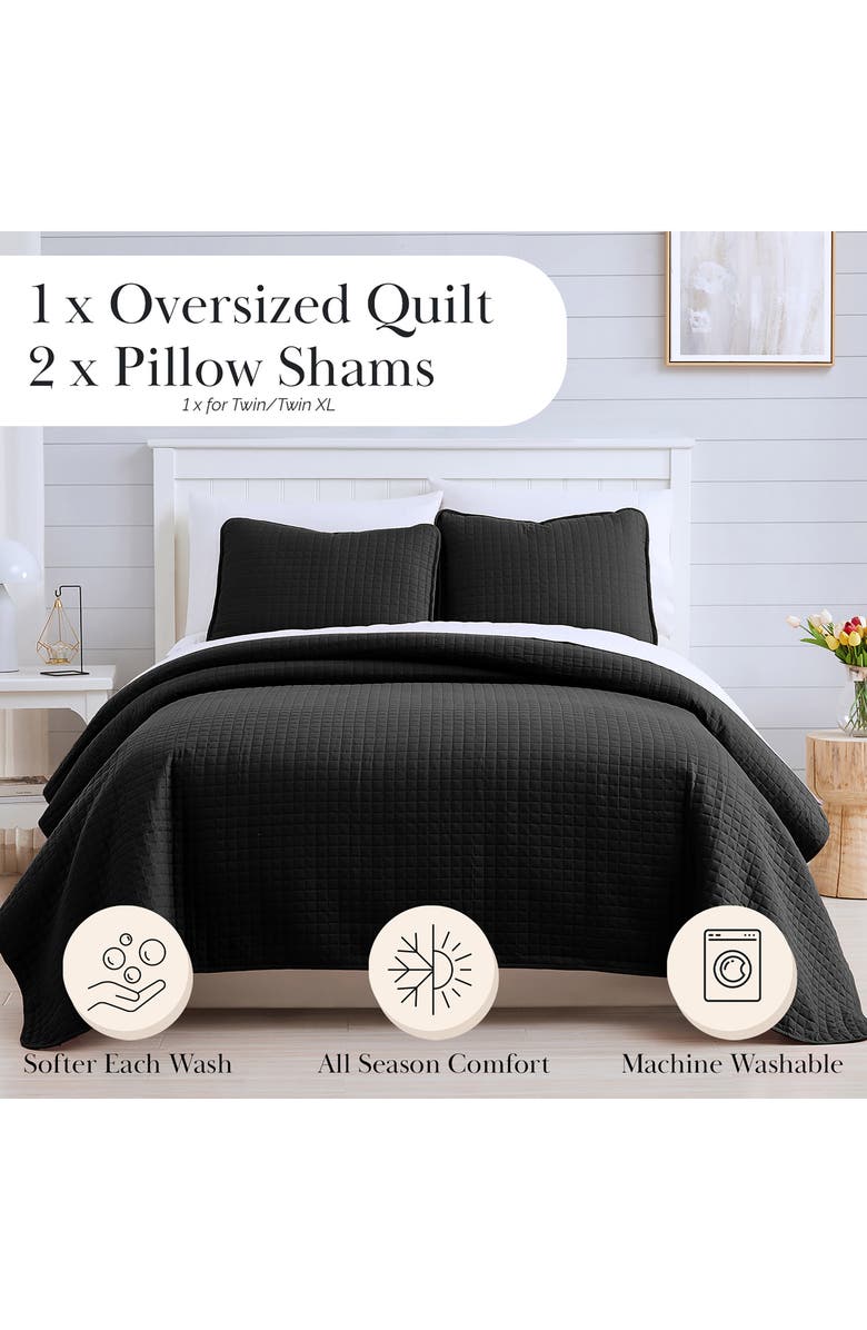SOUTHSHORE FINE LINENS Vilano Springs Oversized Quilt Set, Alternate, color, Black