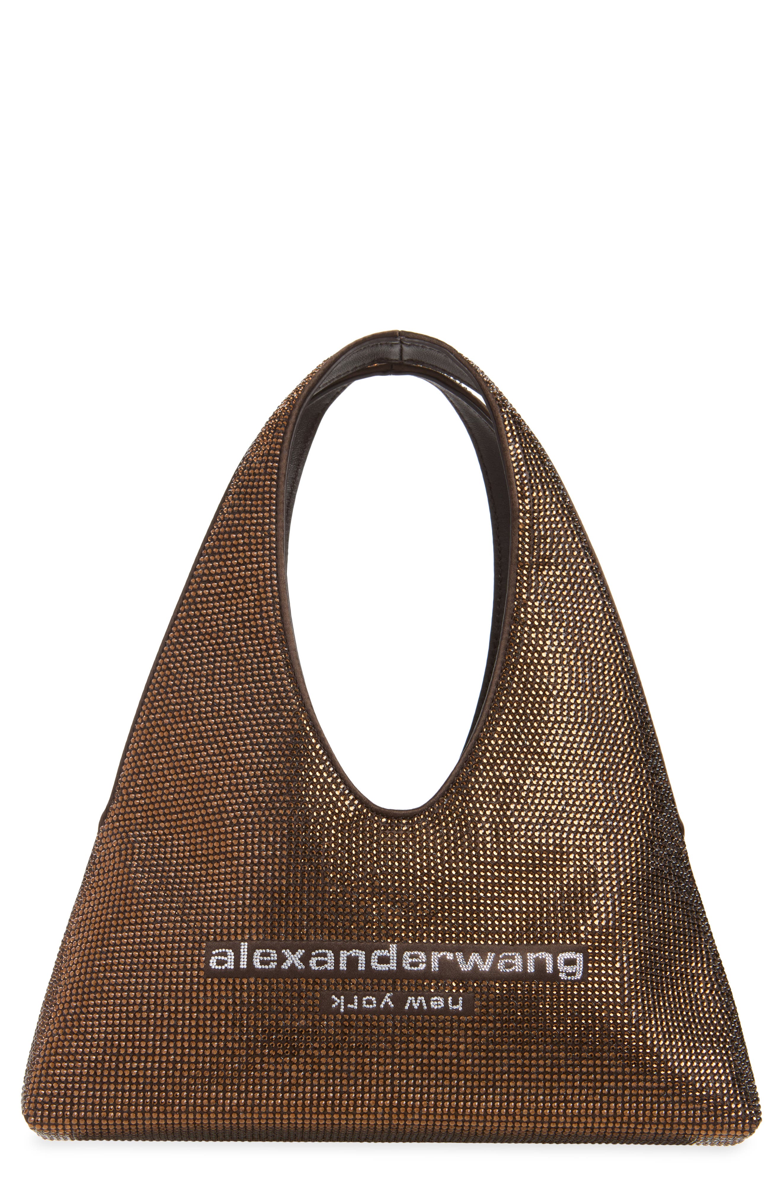 Pike Mini Crystal Hobo Bag, Main, color, BROWN