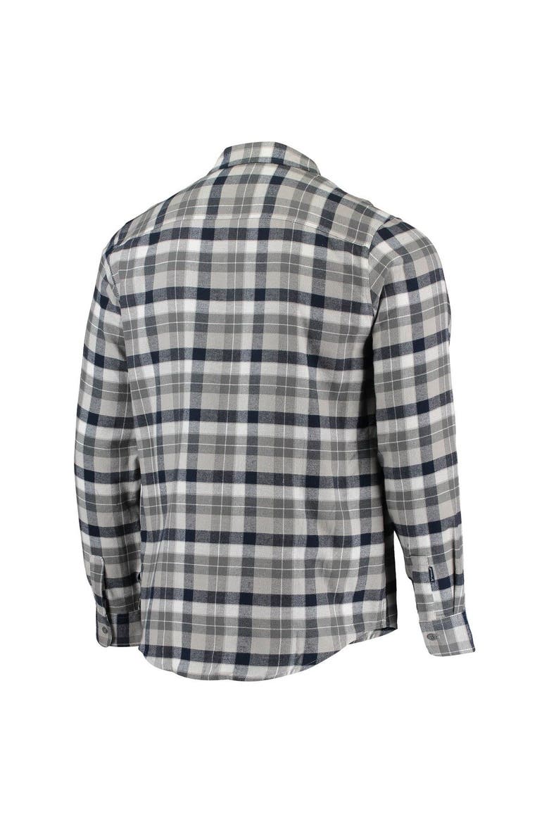 Men's Antigua Navy/Gray Washington Capitals Ease Plaid Button-Up Long Sleeve Shirt, Alternate, color, Navy