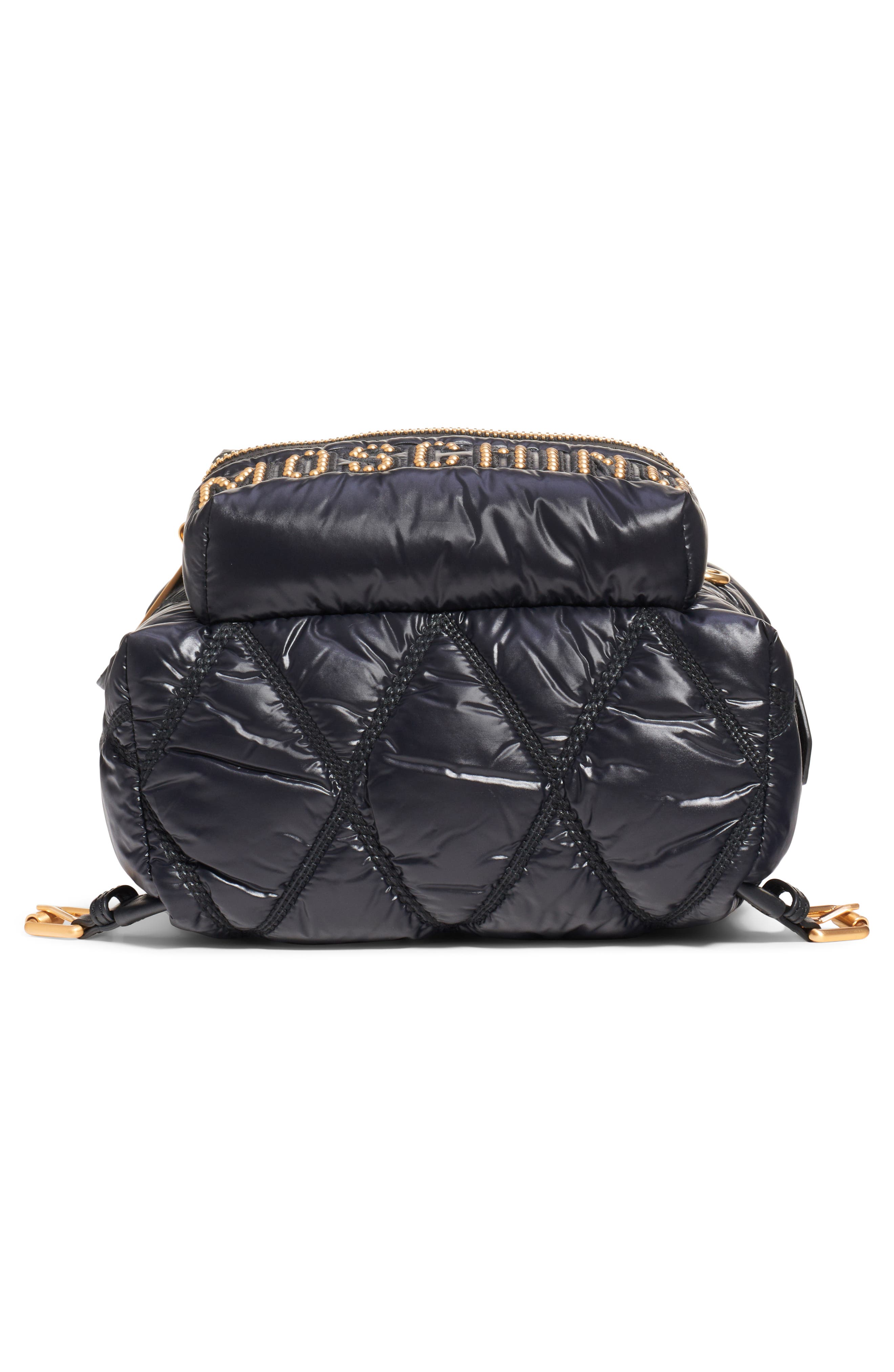 Moschino Quilted Nylon Backpack, Alternate, color, 