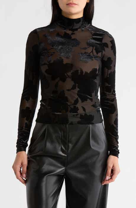 AFRM LOS ANGELES Zoe Mock Neck Burnout Top