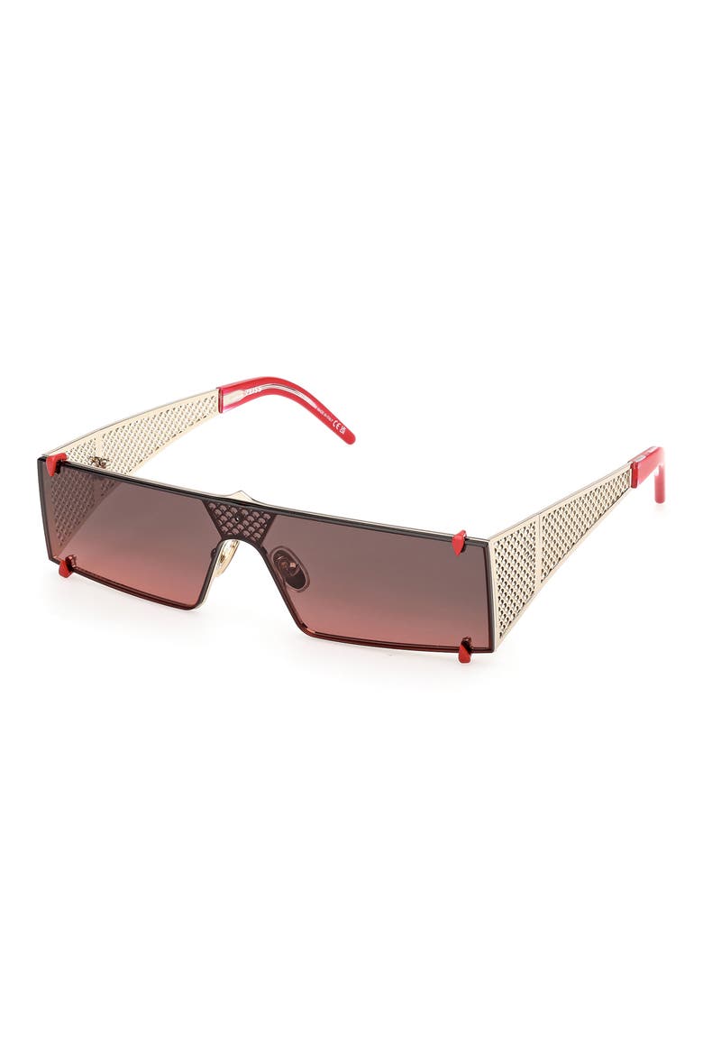 140mm Oversize Shield Sunglasses, Alternate, color, GOLD / RED / ZEISS GRADIENT