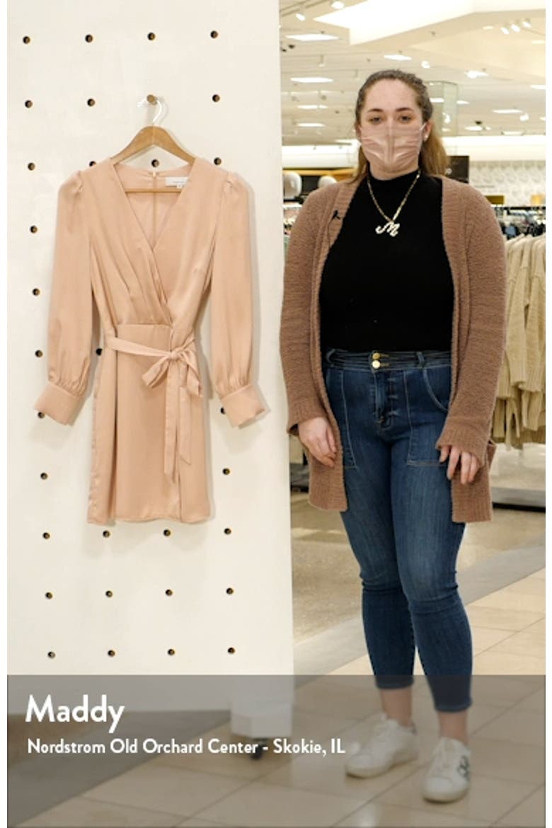 Matte Sateen Faux Wrap Long Sleeve Minidress video