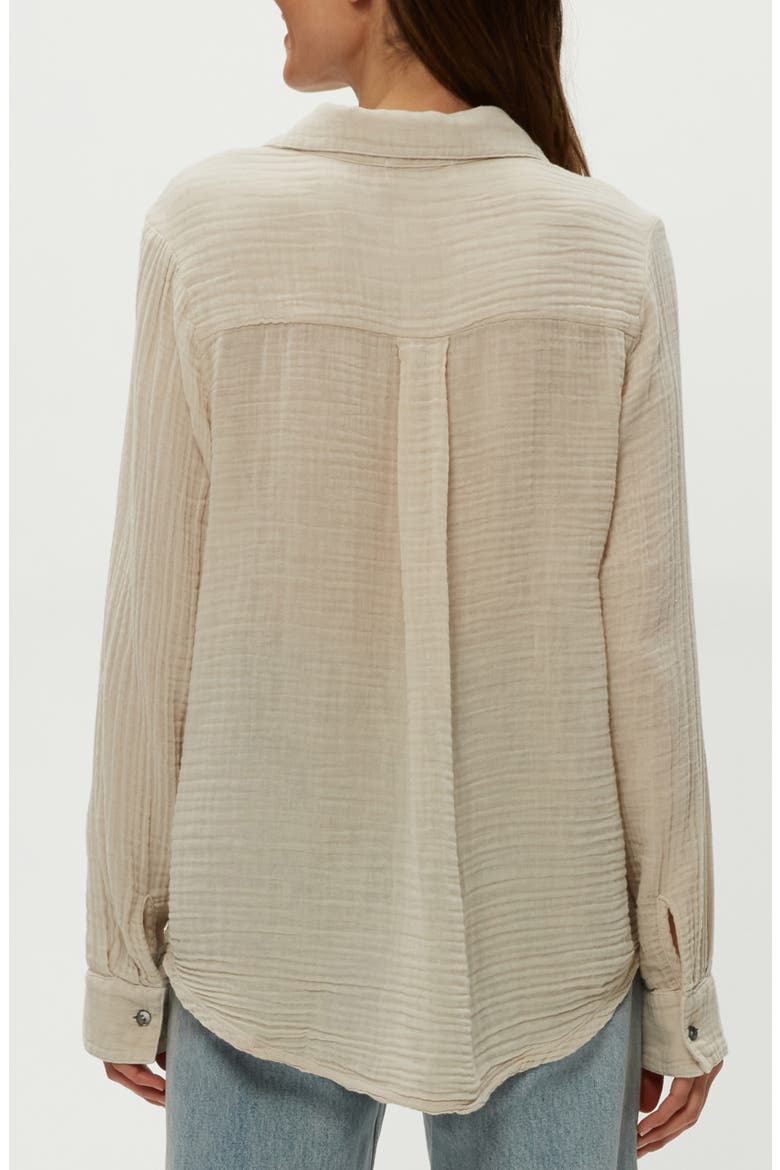 Ernie Cotton Gauze Button-Up Shirt, Alternate, color, CEMENT