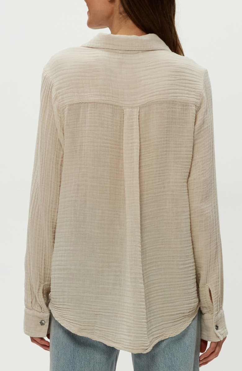 Michael Stars Ernie Cotton Gauze Button-Up Shirt, Alternate, color, Cement