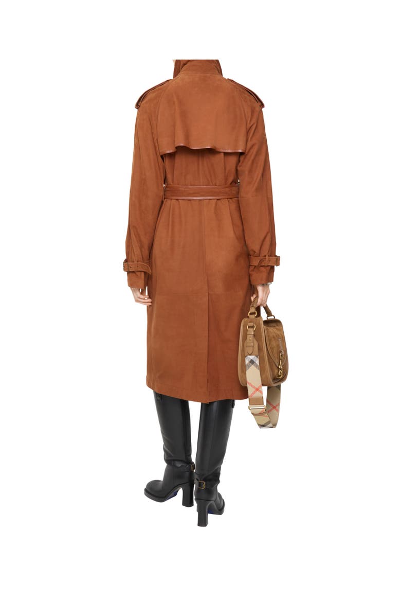 Long Nubuck Castleford Trench Coat, Alternate, color, Ginger brown