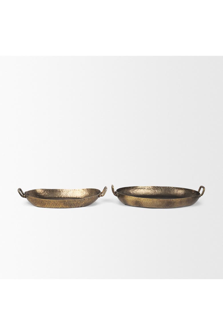 Pama Hammered Metal Decorative Trays Set of 2, Alternate, color, Gold