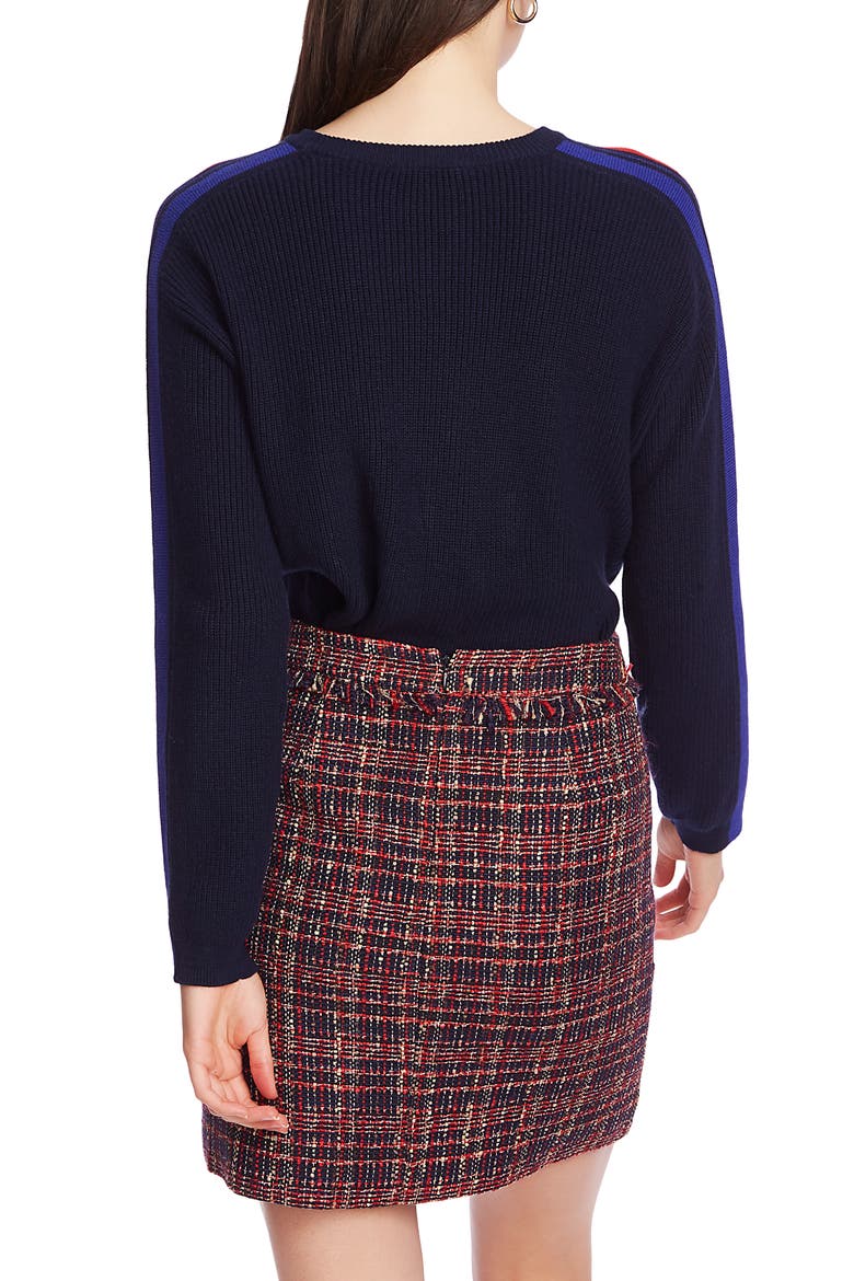 Stripe Sleeve Sweater, Alternate, color, NAVY CRUSH