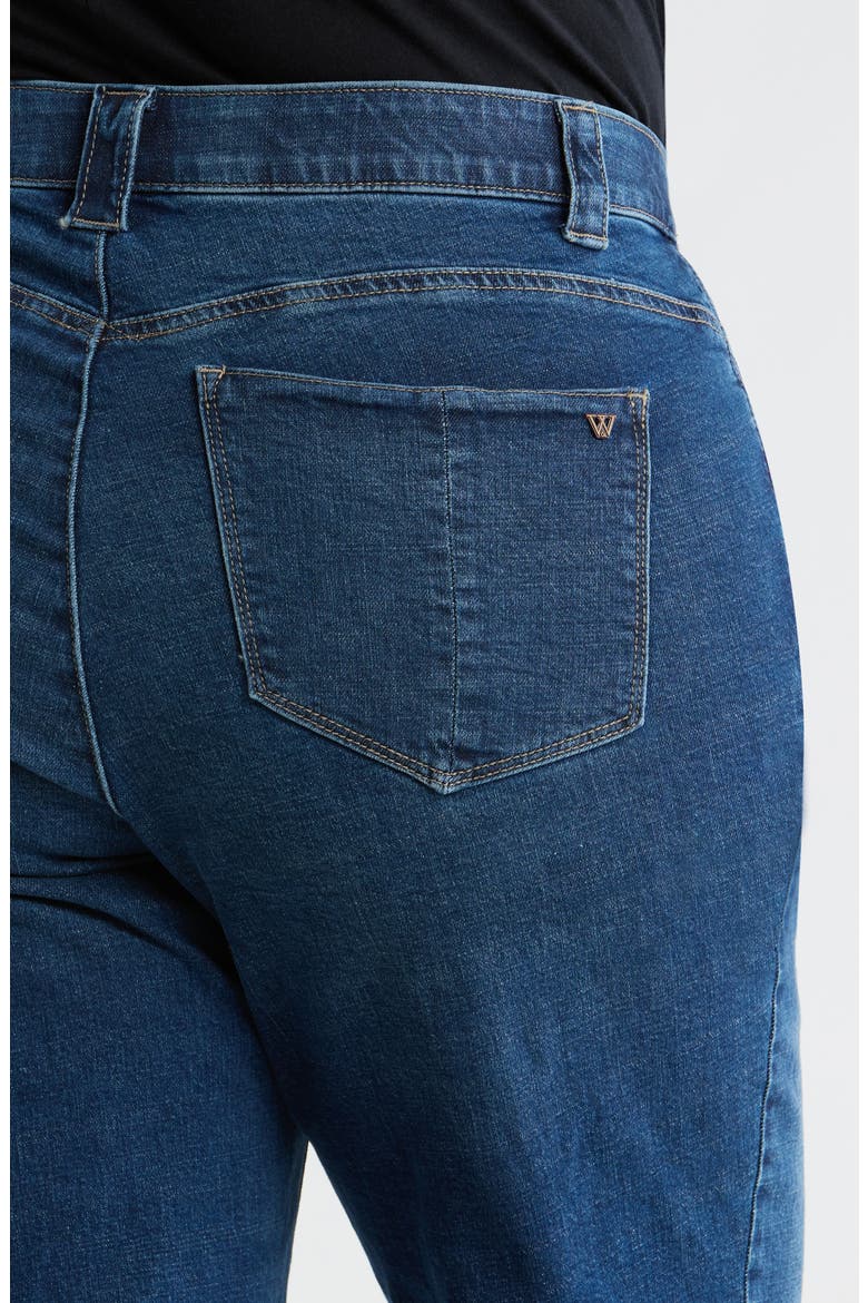 Cuffed High Waist Straight Leg Jeans, Alternate, color, BLUE