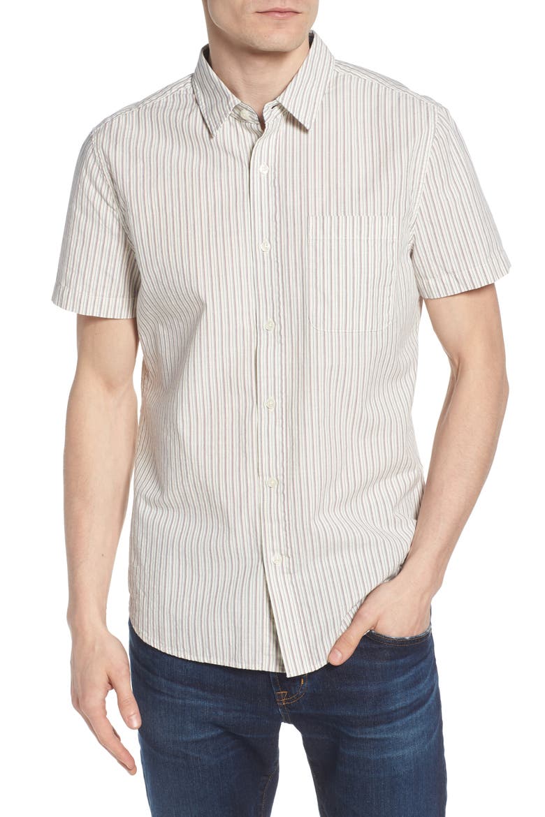 Nash Regular Fit Short Sleeve Sport Shirt, Main, color, NATURAL/DRIED S