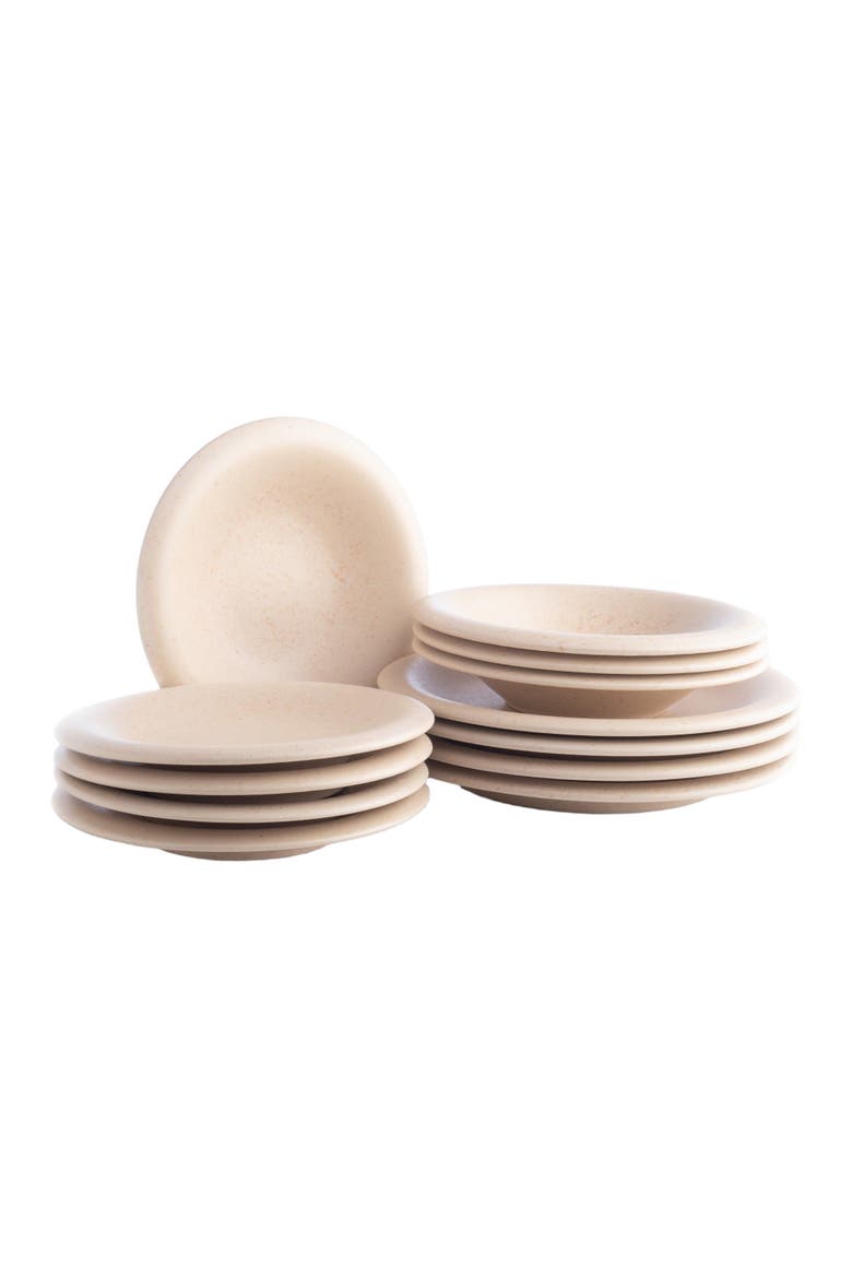 Porto by Stone Lain Aro Stoneware 12-Piece Dinnerware Set, Main, color, Cream Matte