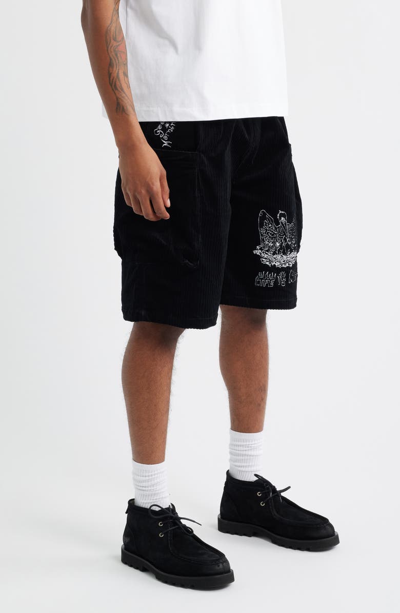 JUNGLES Euphoria Corduroy Shorts, Alternate, color, Black