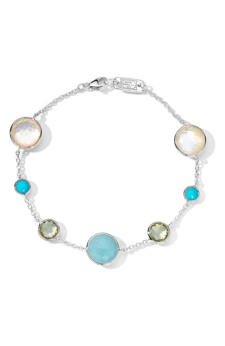 Ippolita Lollipop<sup>®</sup> 7-Stone Link Bracelet, Main, color, Blue Quartz Silver