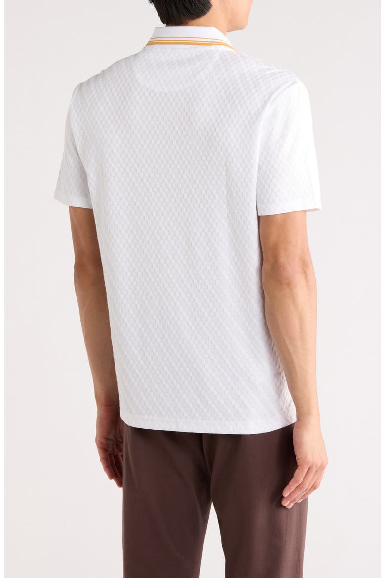 Textured Jacquard Johnny Collar Polo, Alternate, color, BRIGHT WHITE