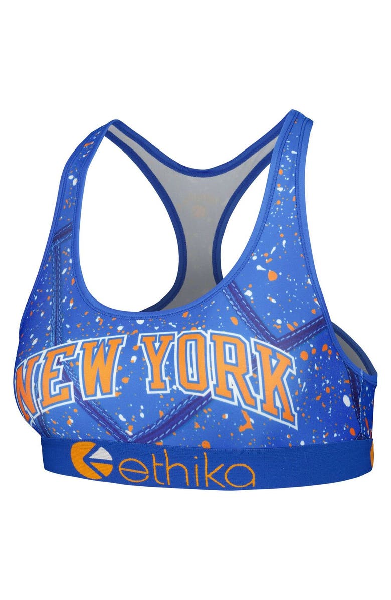 Ethika Women's Ethika Blue New York Knicks Racerback Sports Bra, Alternate, color, 