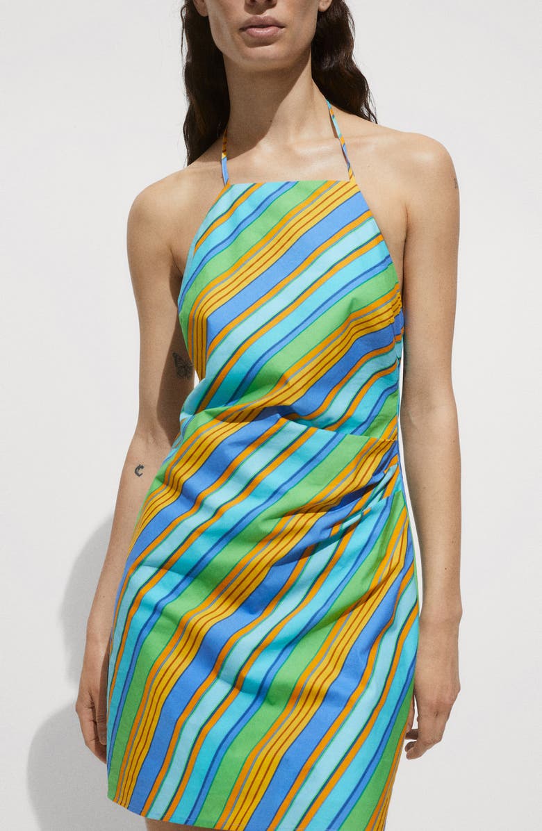 MANGO Stripe Cotton Mini Sundress, Alternate, color, 