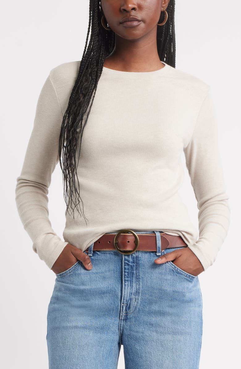 Treasure & Bond Long Sleeve Cotton Blend Rib T-Shirt, Main, color, Grey Chateau