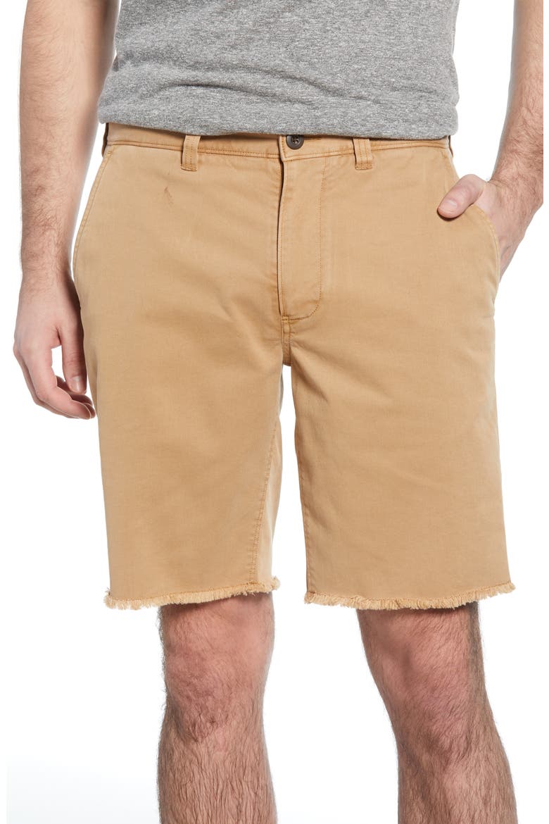 Raw Hem Chino Shorts, Main, color, WALNUT SHELL