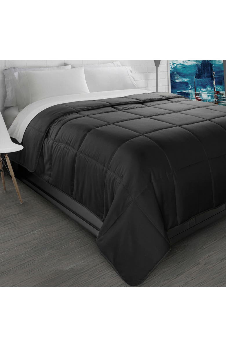ELLA JAYNE HOME Microfiber Down-Alternative Solid Color Comforter, Alternate, color, Black