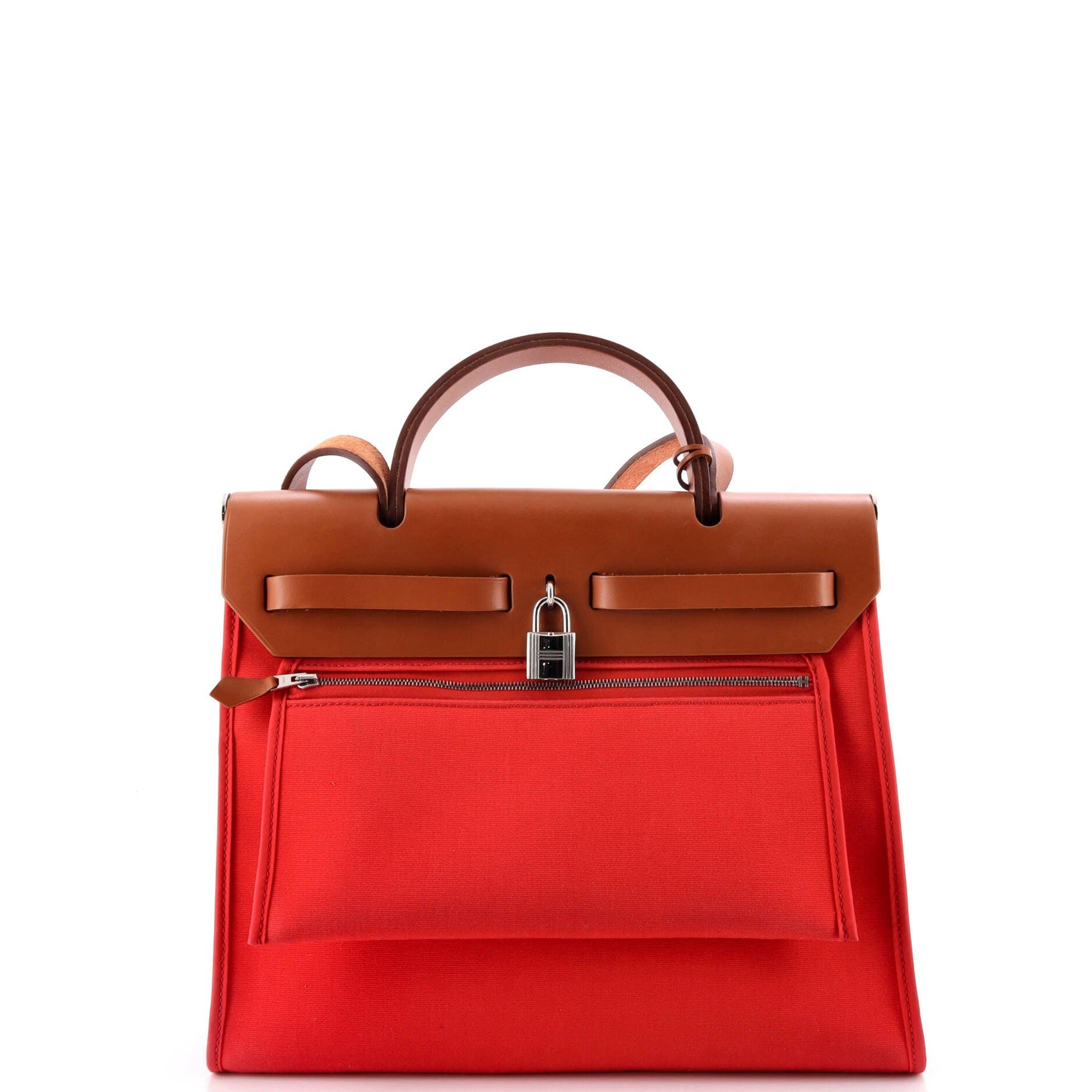 Pre-Owned Hermes Herbag Zip Leather and Toile 31, Alternate, color, Bougainvillier