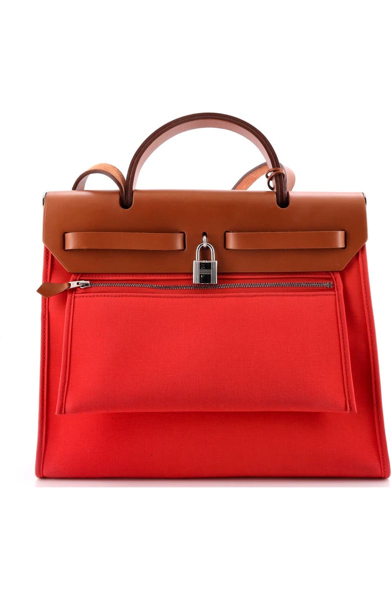 Pre-Owned Hermes Herbag Zip Leather and Toile 31, Alternate, color, Bougainvillier