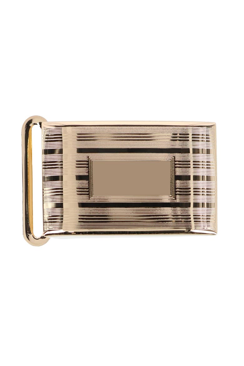 25mm Engine Turned Engraved Compression Belt Buckle with Small Loop, Main, color, Gold