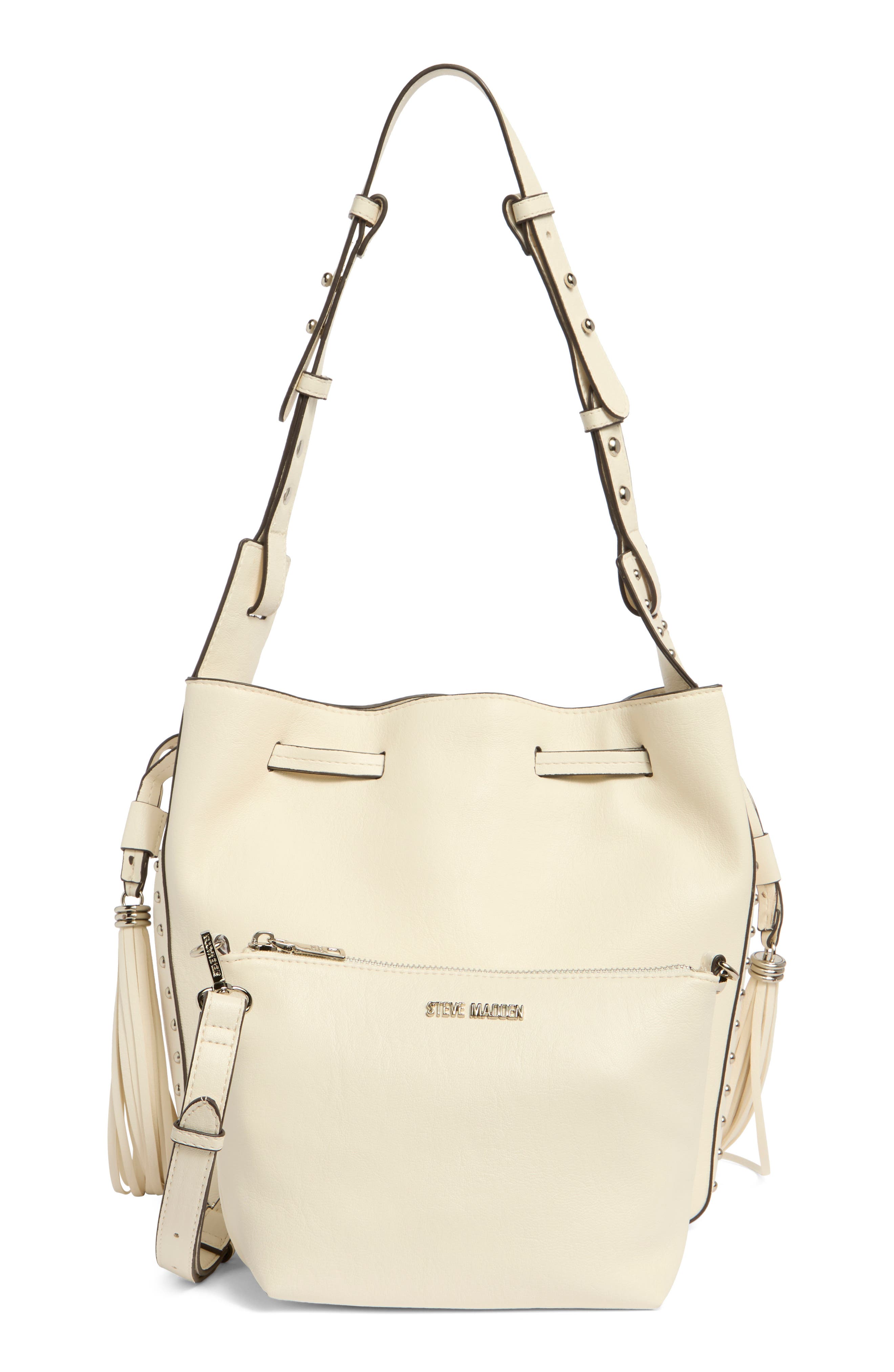 Steve Madden Suri Faux Leather Bucket Bag, Alternate, color, Ivory