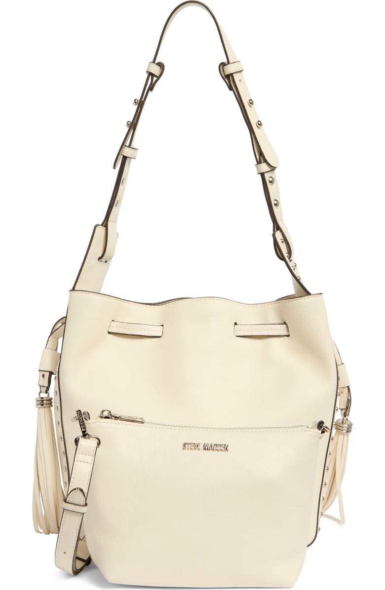 Steve Madden Suri Faux Leather Bucket Bag, Alternate, color, Ivory