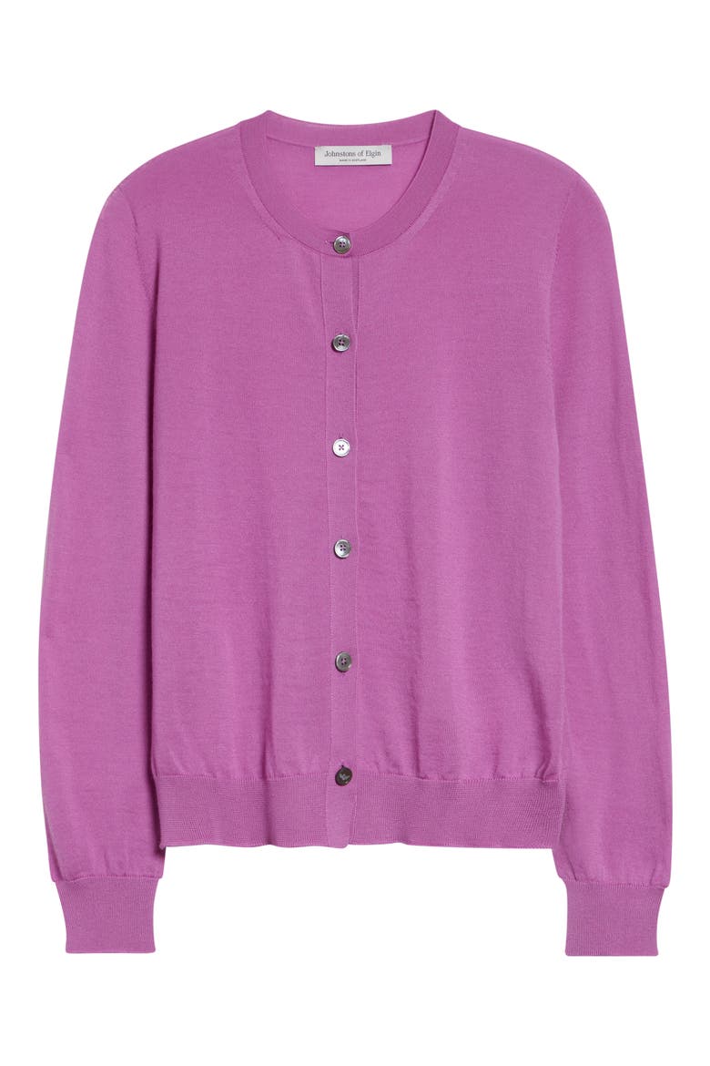 Honor Cashmere Crewneck Cardigan, Alternate, color, WILD ORCHID