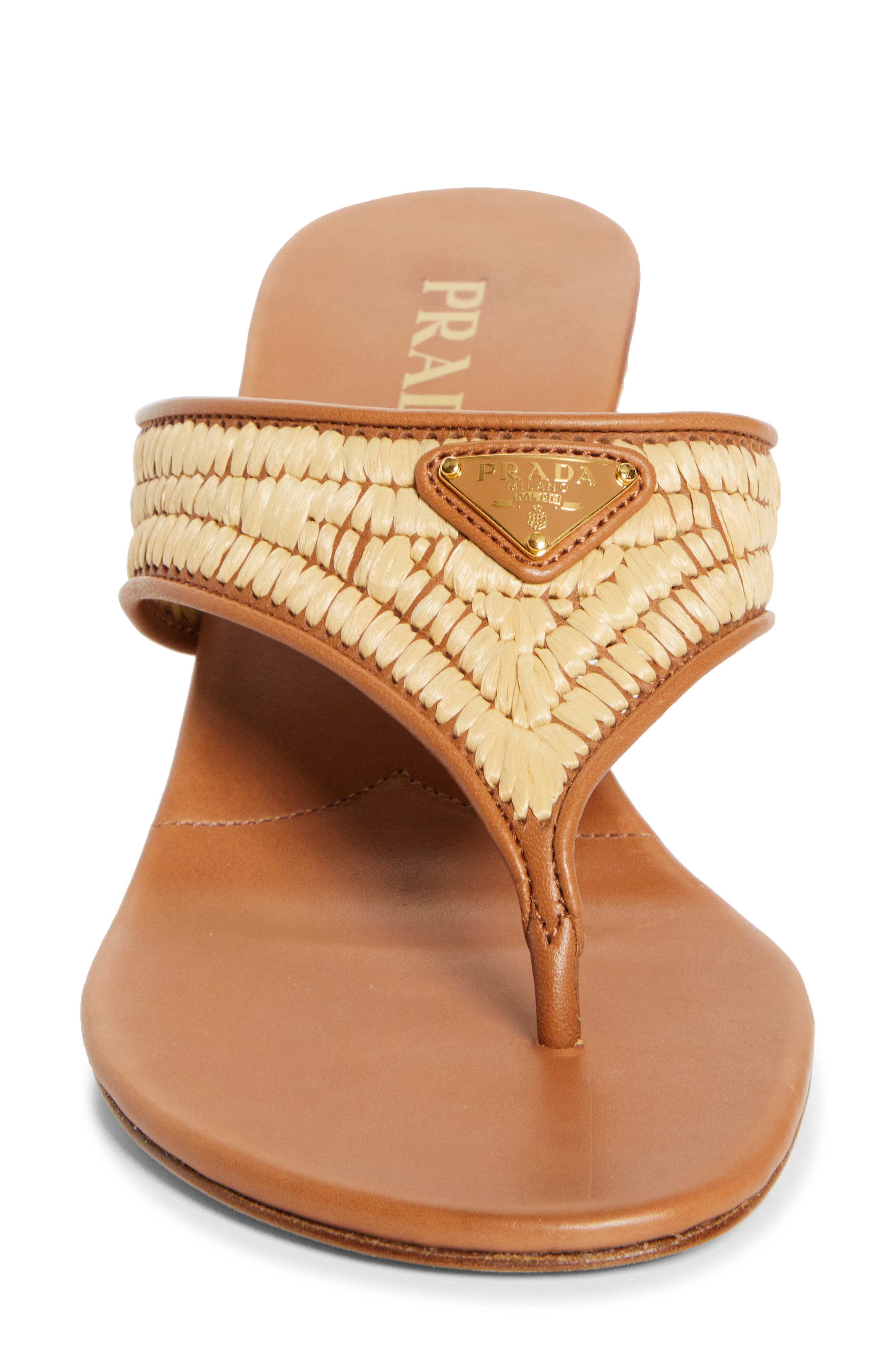 Prada Raffia Wedge Sandal, Alternate, color, 
