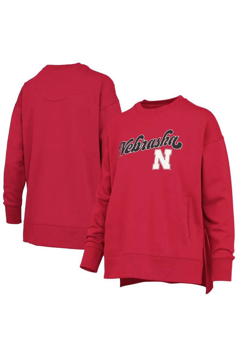Women's Pressbox Scarlet Nebraska Huskers Bonanza Chenille Harper Script Sweatshirt, Alternate, color, Scarlet