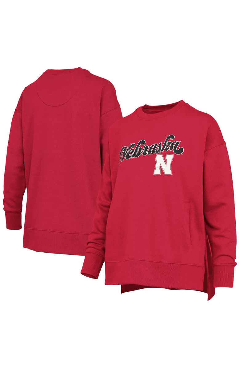 PRESSBOX Women's Pressbox Scarlet Nebraska Huskers Bonanza Chenille Harper Script Sweatshirt, Alternate, color, Scarlet