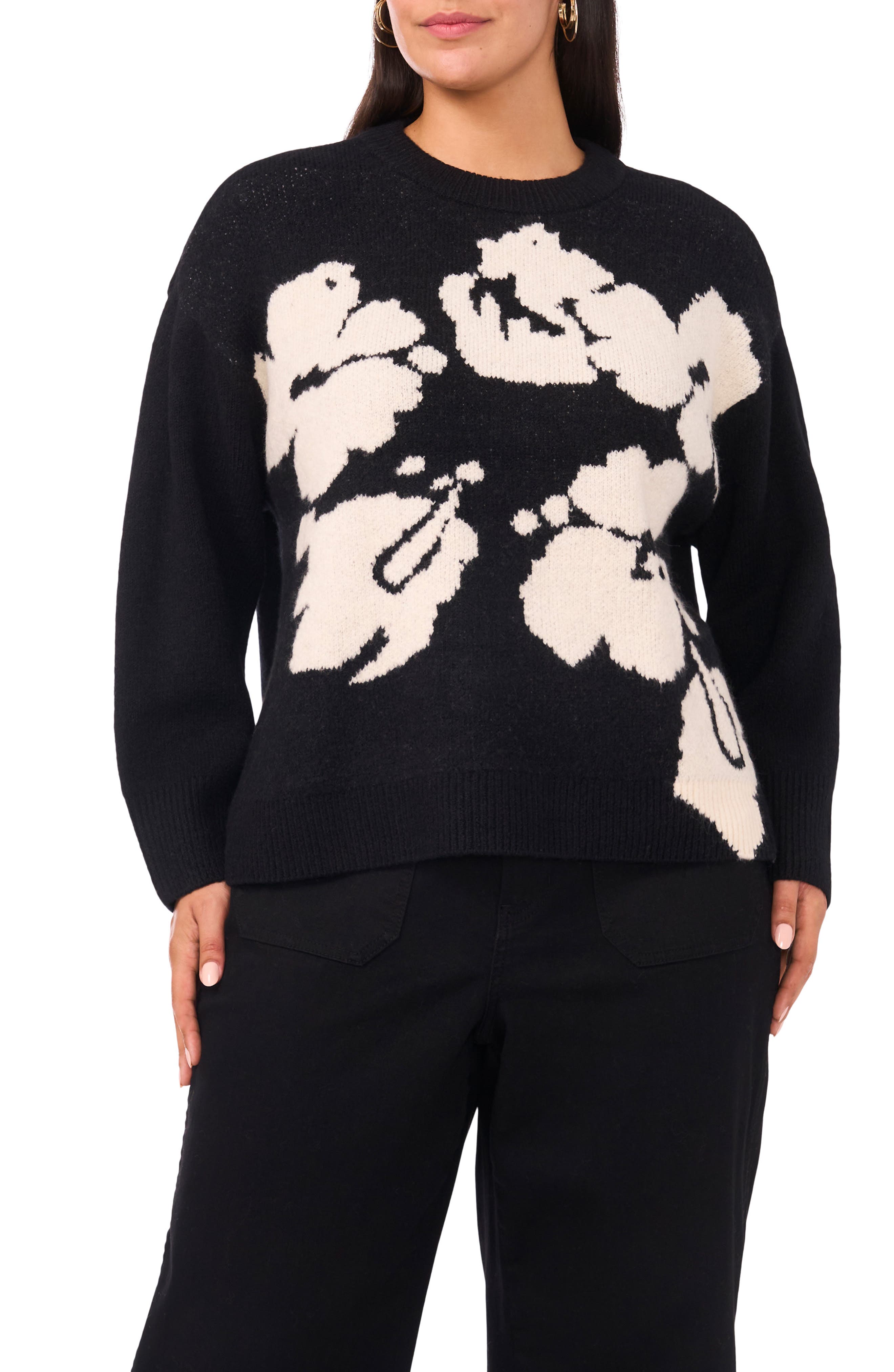 Vince Camuto Floral Jacquard Sweater