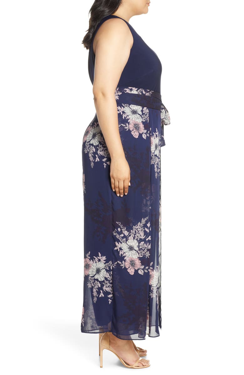 Vince Camuto Floral Print Sleeveless Chiffon Jumpsuit, Alternate, color, 