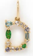 Local Eclectic Solid 9K Gold & Semiprecious Stone Initial Charm